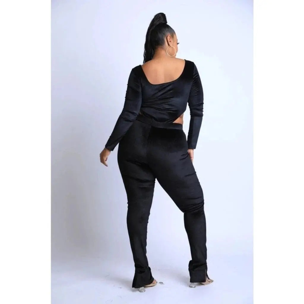 Black legging set front view - Epicplacess