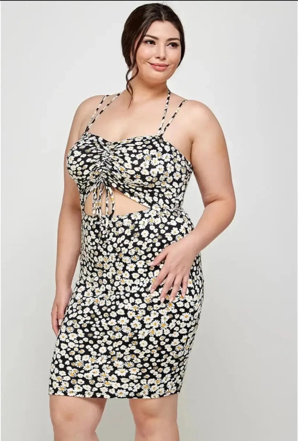 Black floral halter midi dress - Epicplacess