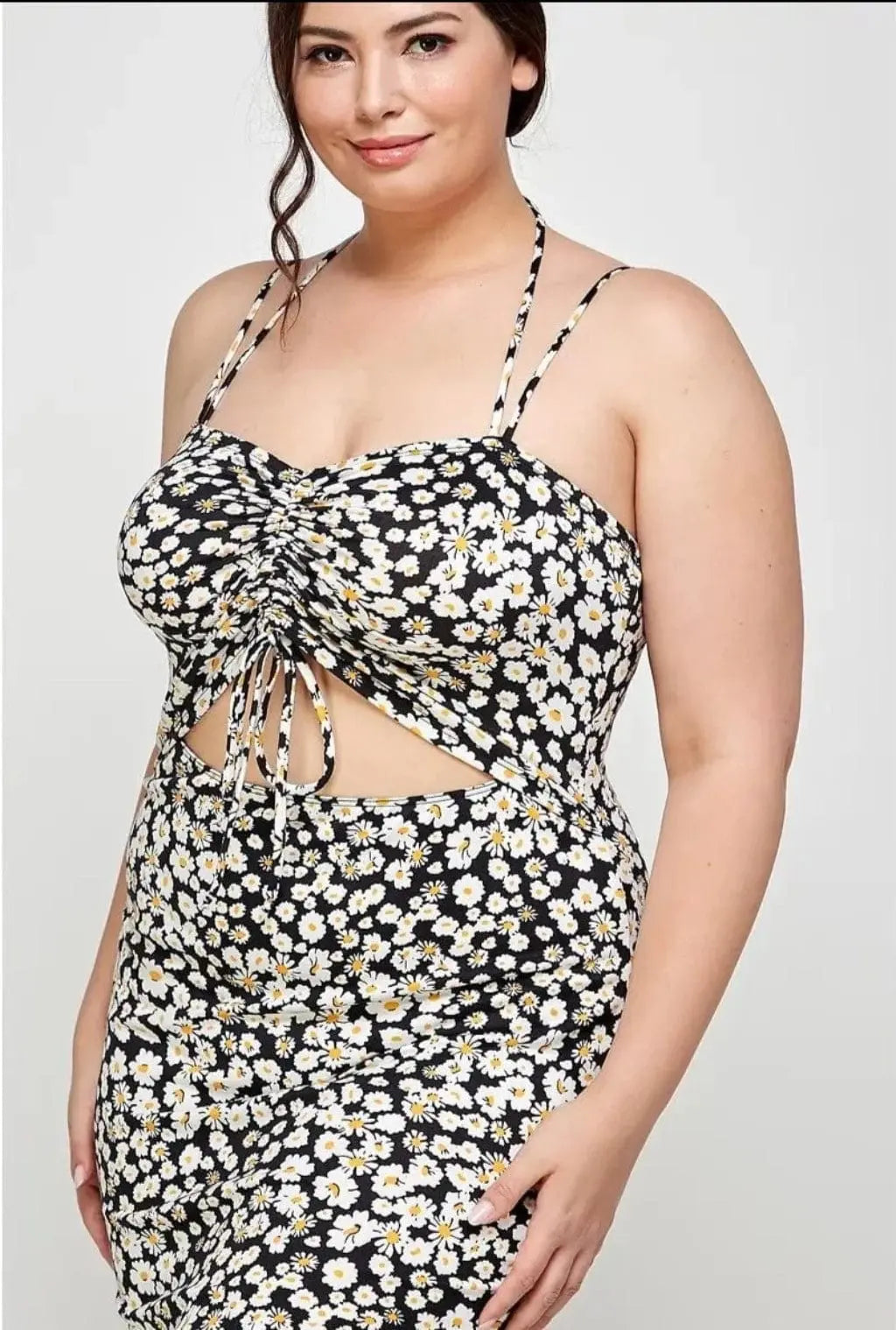 Black floral midi dress outfit view - Epicplacess
