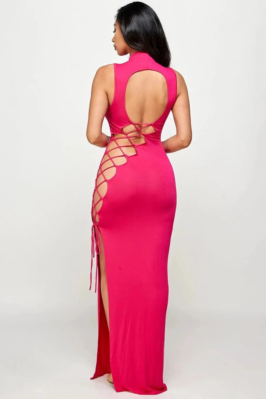 Pink maxi dress back view - Epicplacess