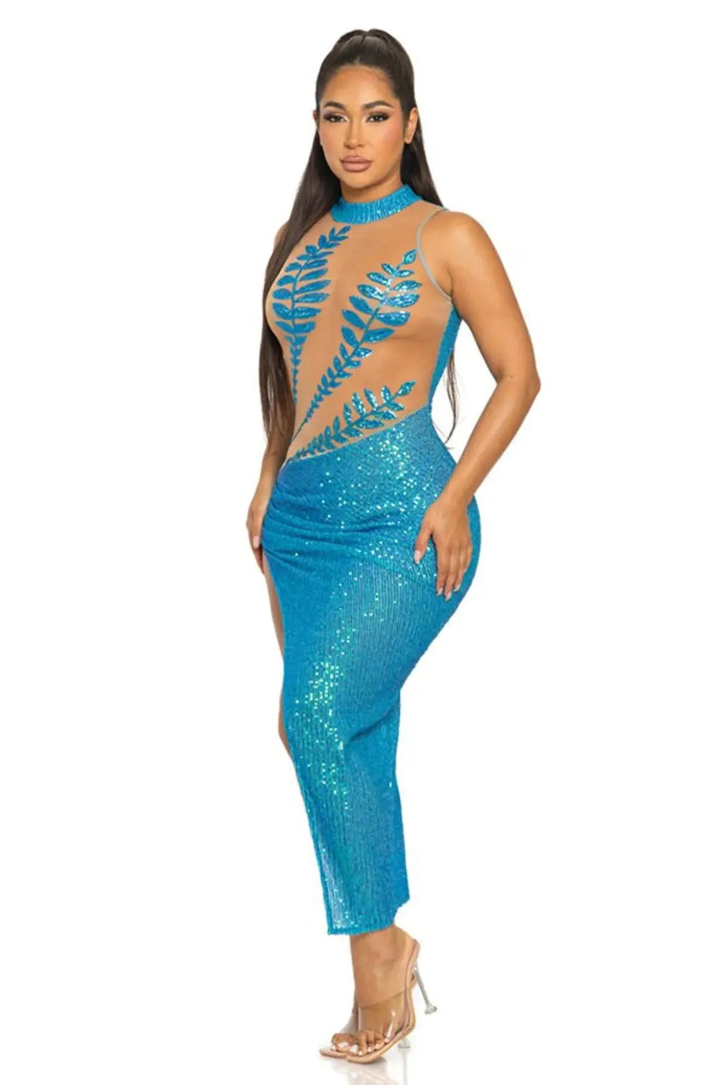 Blue sequin maxi dress - Epicplacess