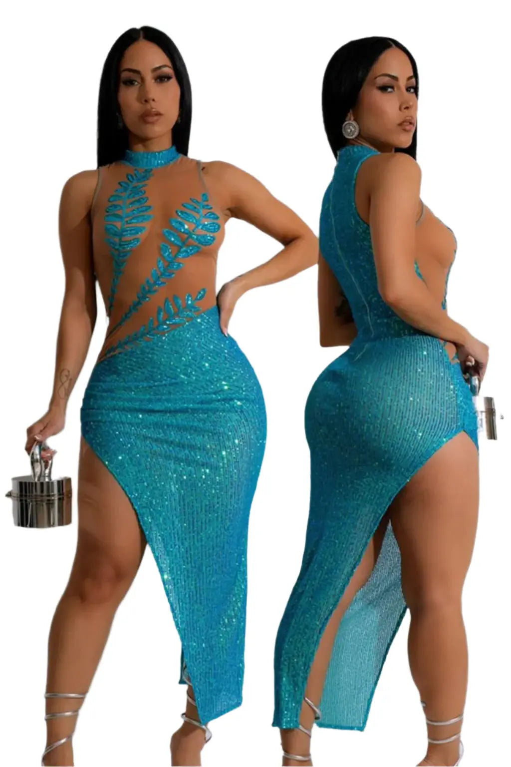 Blue sequin dress back view - Epicplacess