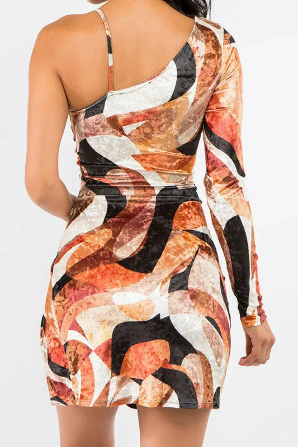 Brown velvet mini dress back view - Epicplacess