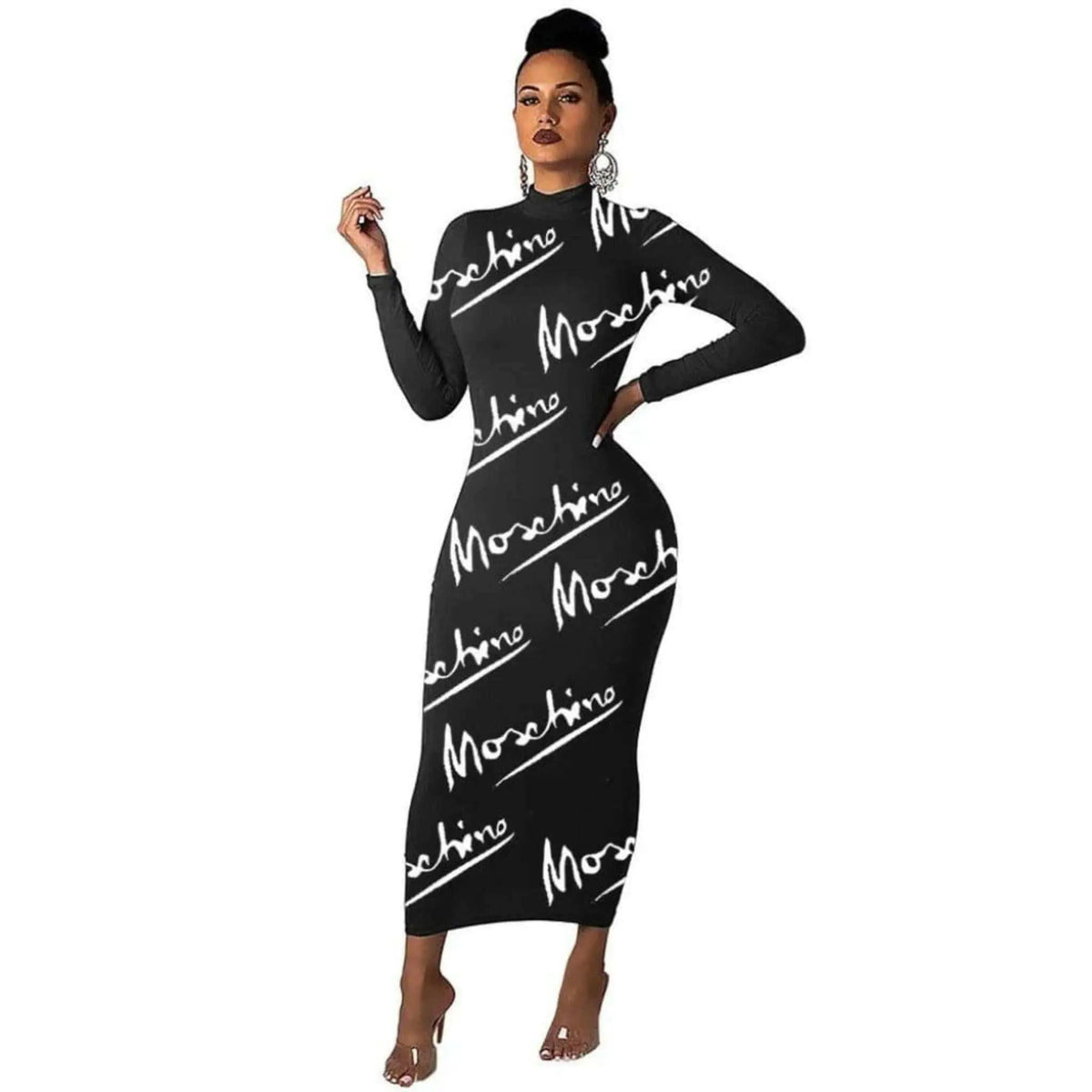 Letter print maxi dress front view - Epicplacess
