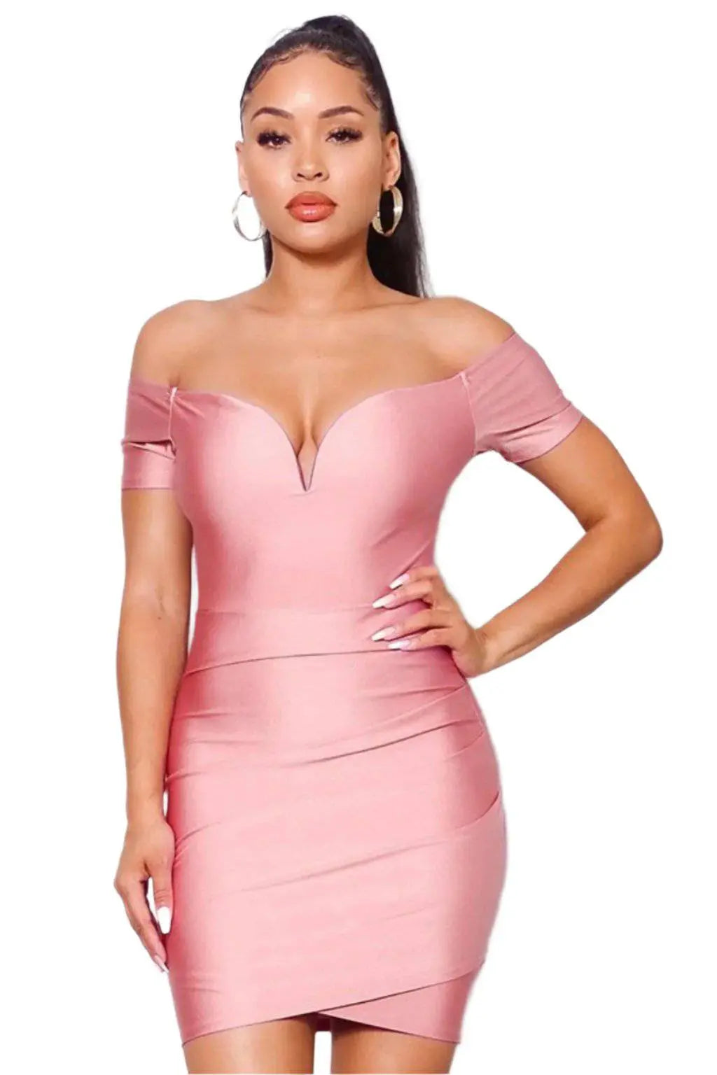 Pink off-shoulder mini dress - Epicplacess