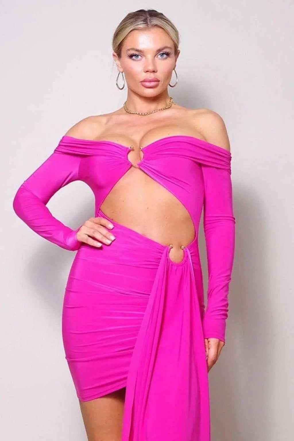 Pink off-shoulder mini dress - Epicplacess