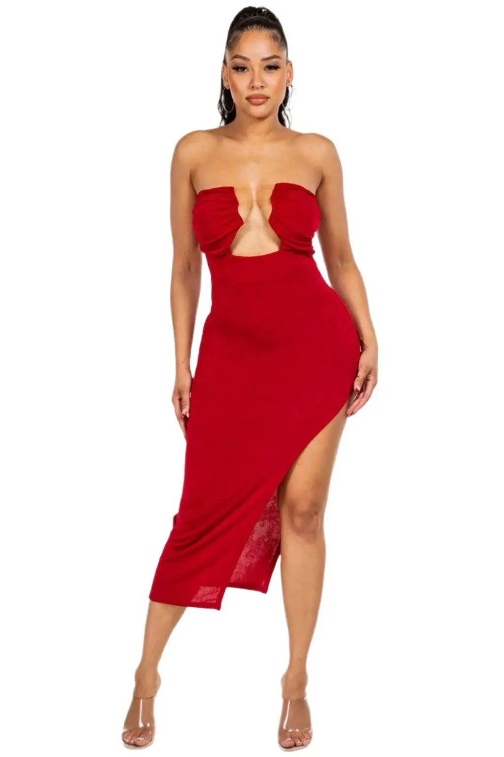 Slinky red midi dress - Epicplacess