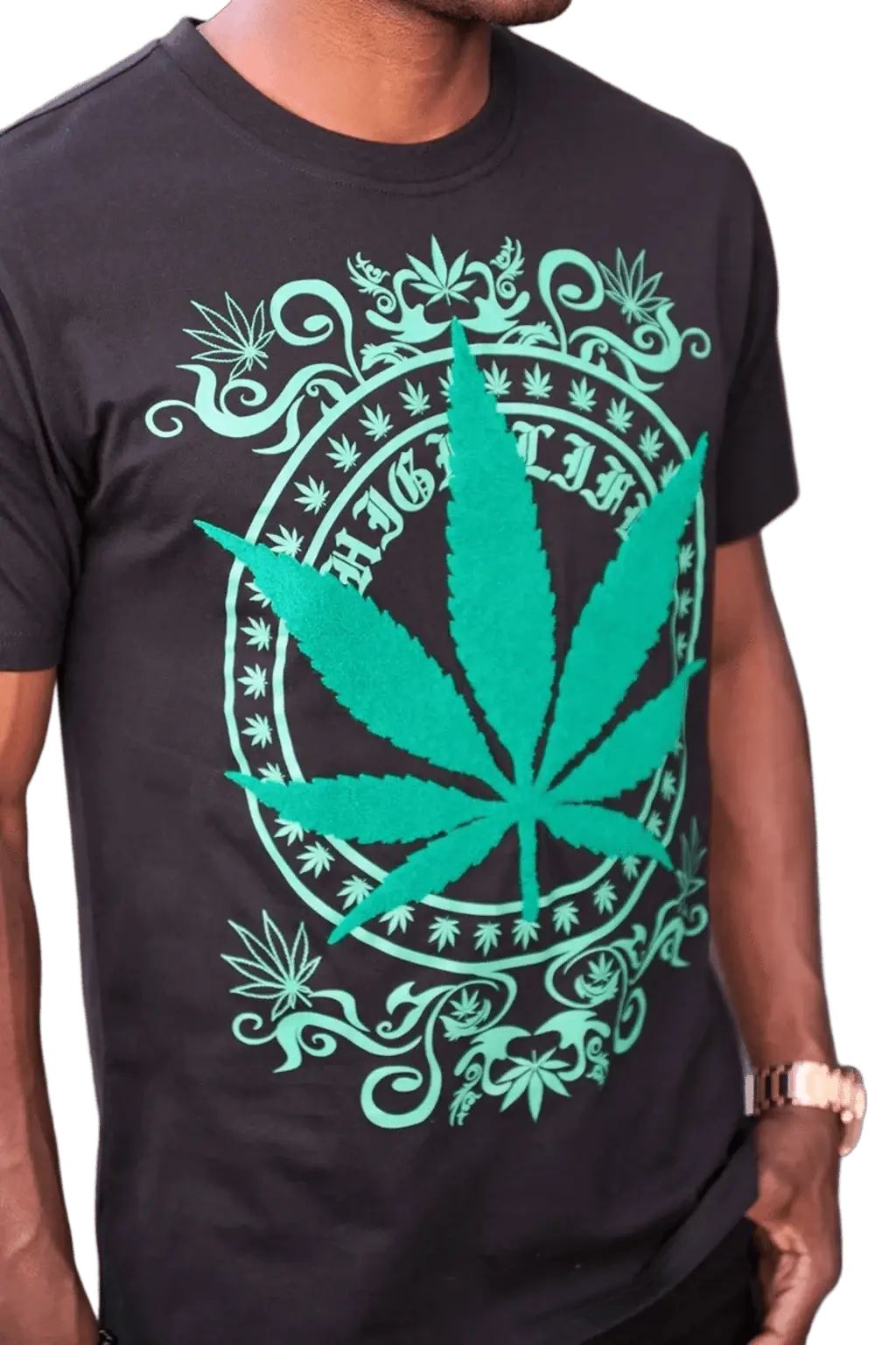 Black chenille patch leaf T-shirt - Epicplacess