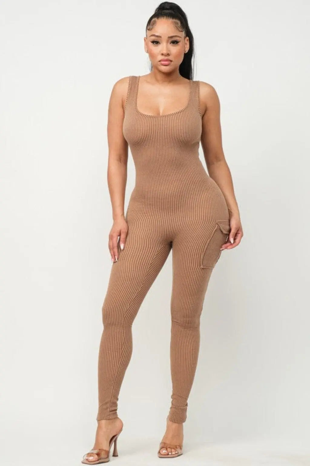 Rib Strap jumpsuit outfit view - Epicplacess
