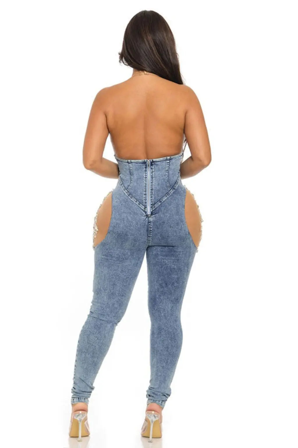 Denim jumpsuit front view - Epicplacess