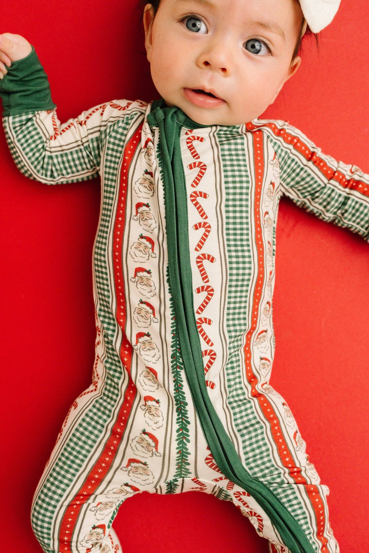 Baby and toddler Christmas Cheer print bamboo zip footed sleeper – view 2