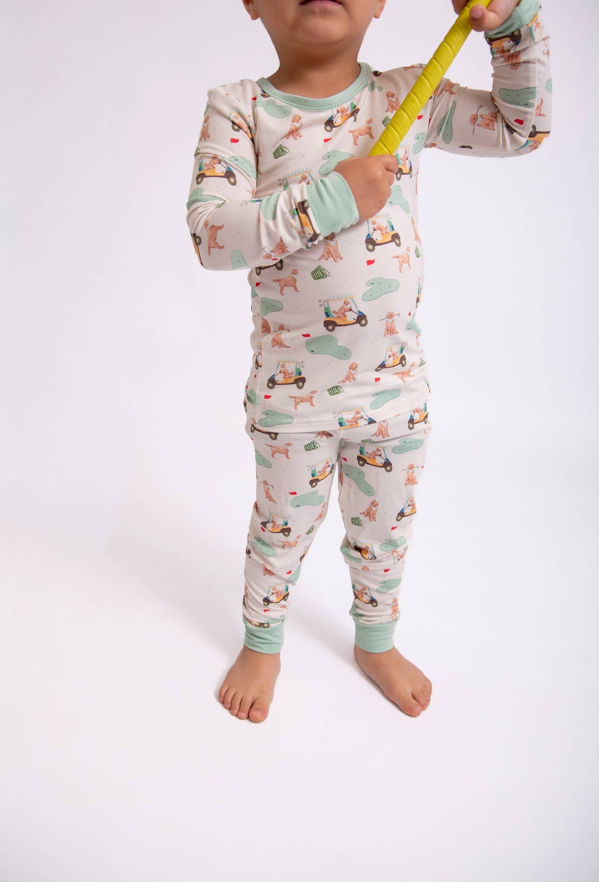 Toddler dogs and birds print long sleeve bamboo pajama set