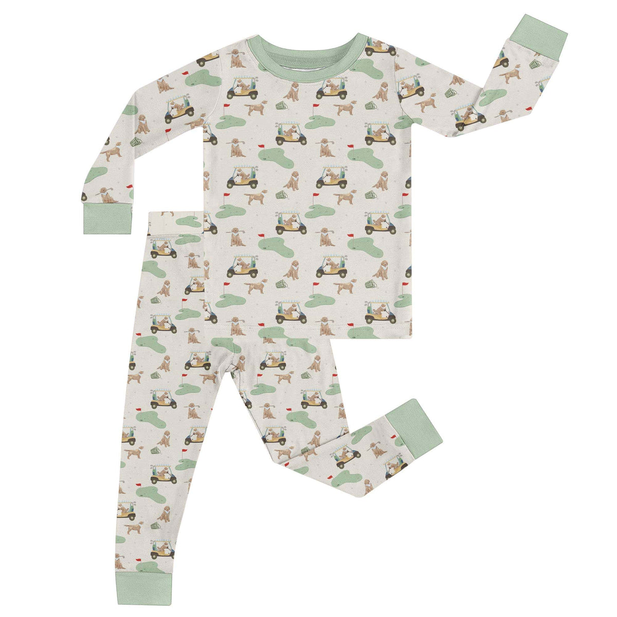 Toddler dogs and birds print long sleeve bamboo pajama set – view 4