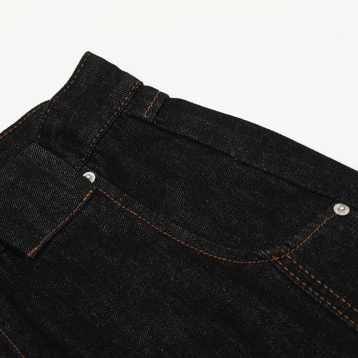 Men's Black Distressed Patchwork Wide-Leg Jeans - view 3