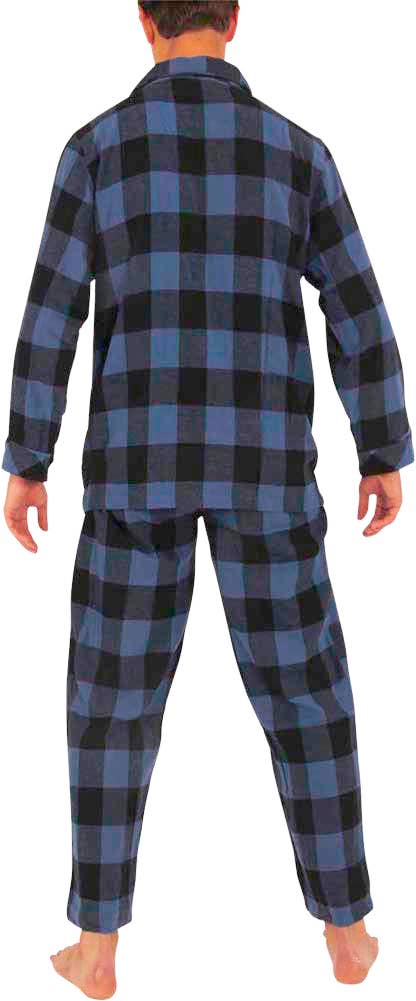 Men's Blue Buffalo Plaid Flannel Pajama Set in blue buffalo plaid – detail view