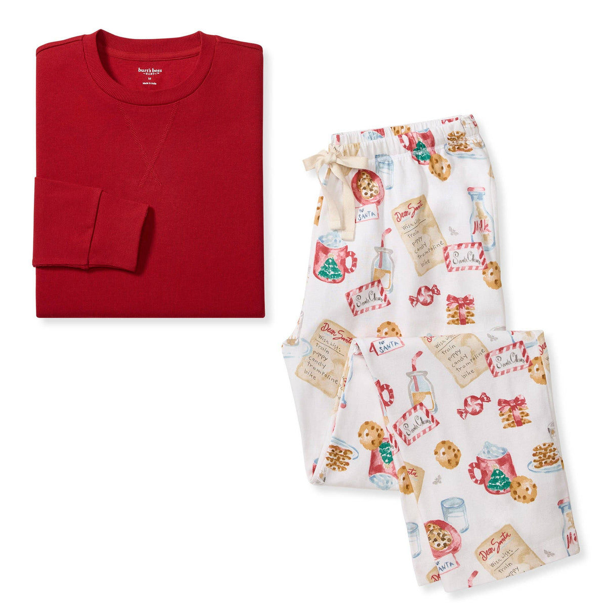 Men's Cookies for Santa Organic Cotton Pajama Set in watercolor print – front view