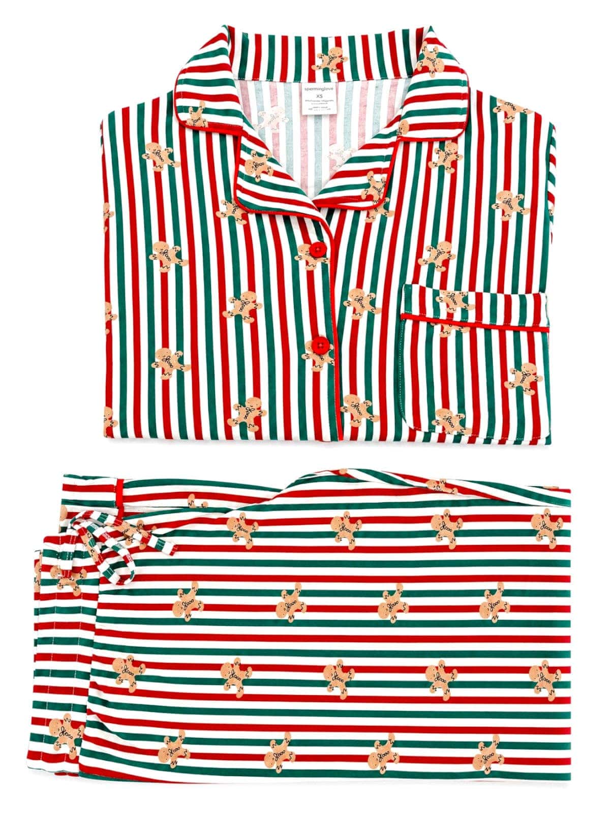 Men's Gingerbread Print Bamboo Lounge Set in gingerbread print – detail view