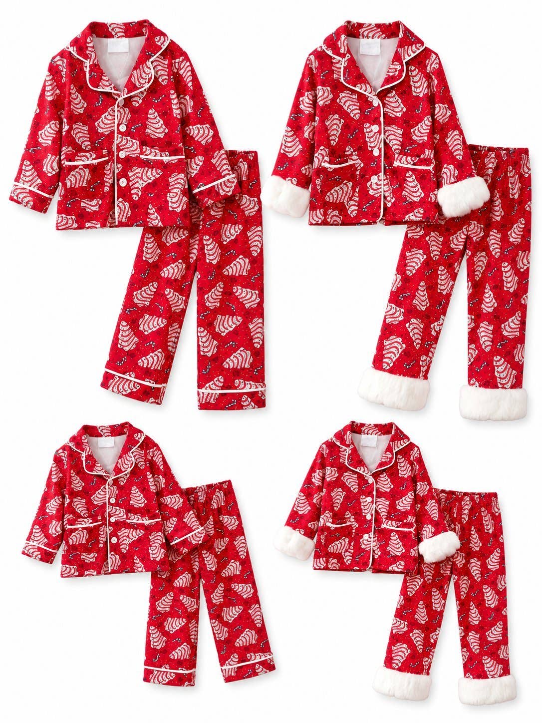 Men's Holiday Tree Cake Print Button-Up Pajama Set in red – alternate view