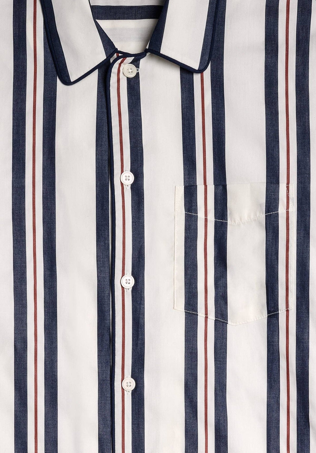 Men's Nautical Stripe Cotton Button-Up Pajama Set in navy stripe – alternate view