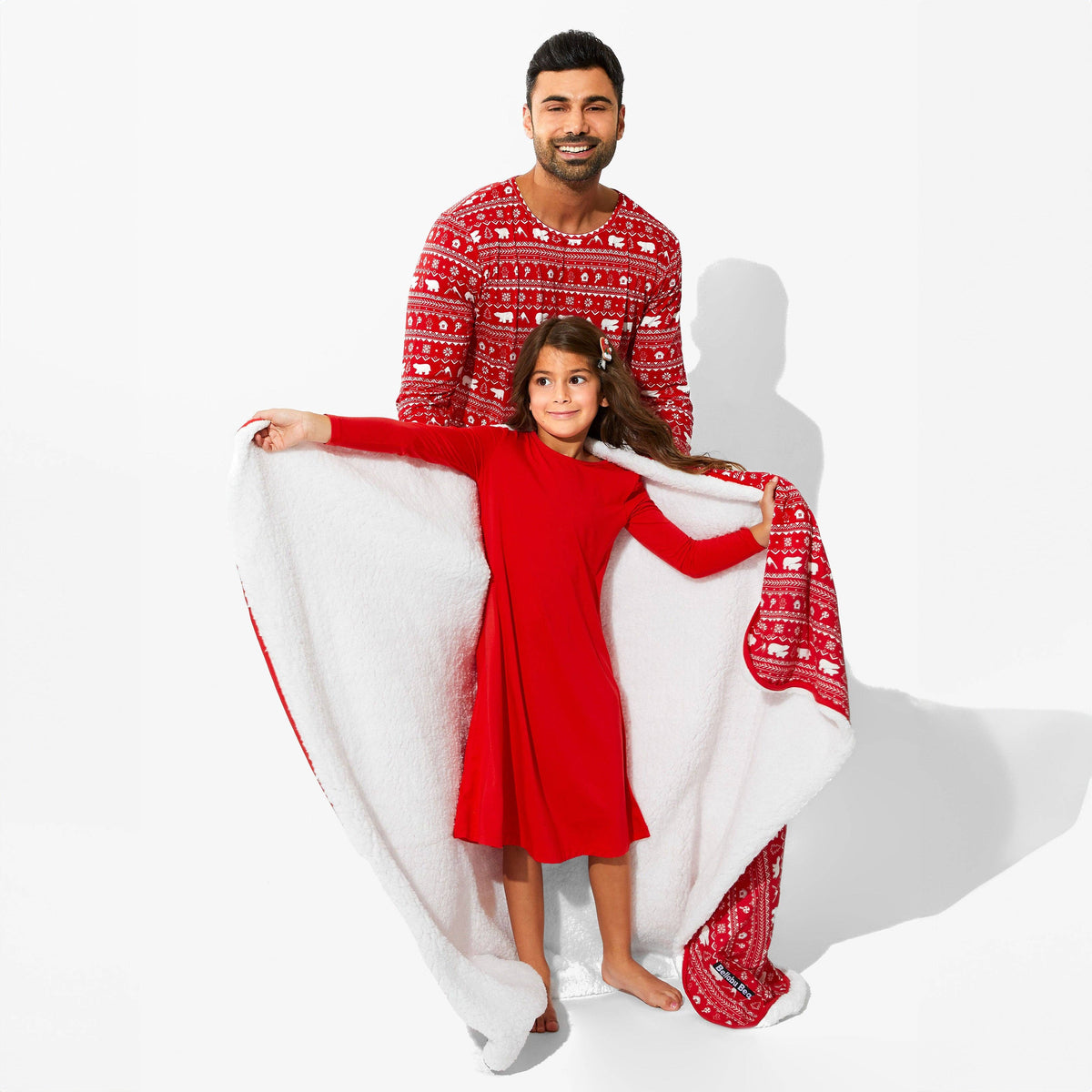 Men's Polar Isle Fair Isle Bamboo Pajama Set in red – alternate view