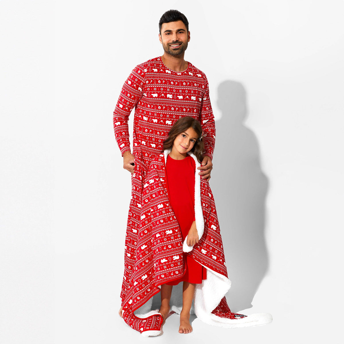 Men's Polar Isle Fair Isle Bamboo Pajama Set in red – styled view