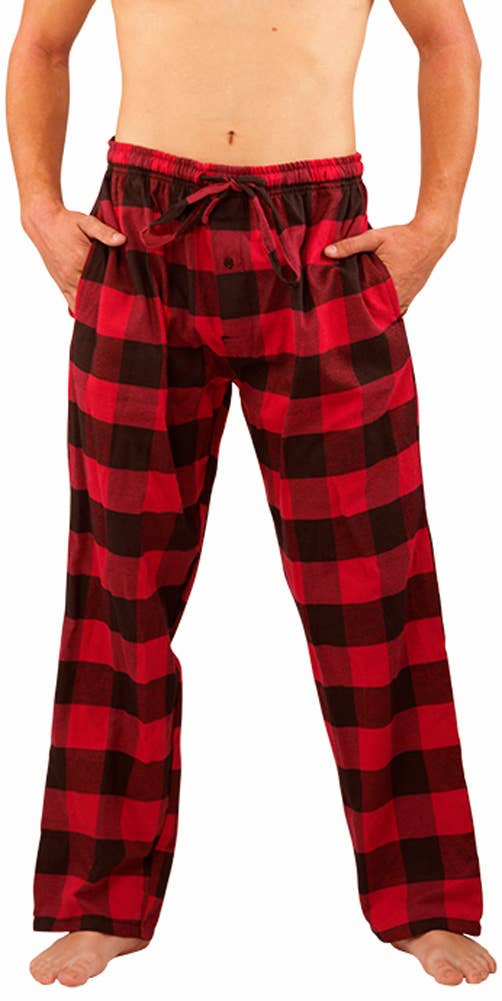 Men's Red Buffalo Plaid Flannel Pajama Pants in red buffalo plaid – front view
