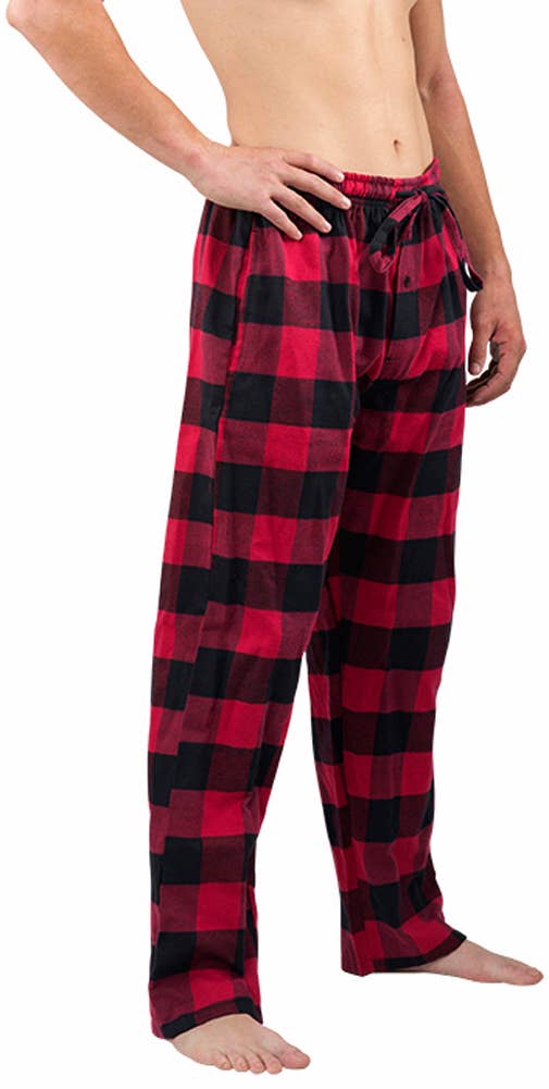 Men's Red Buffalo Plaid Flannel Pajama Pants in red buffalo plaid – alternate view