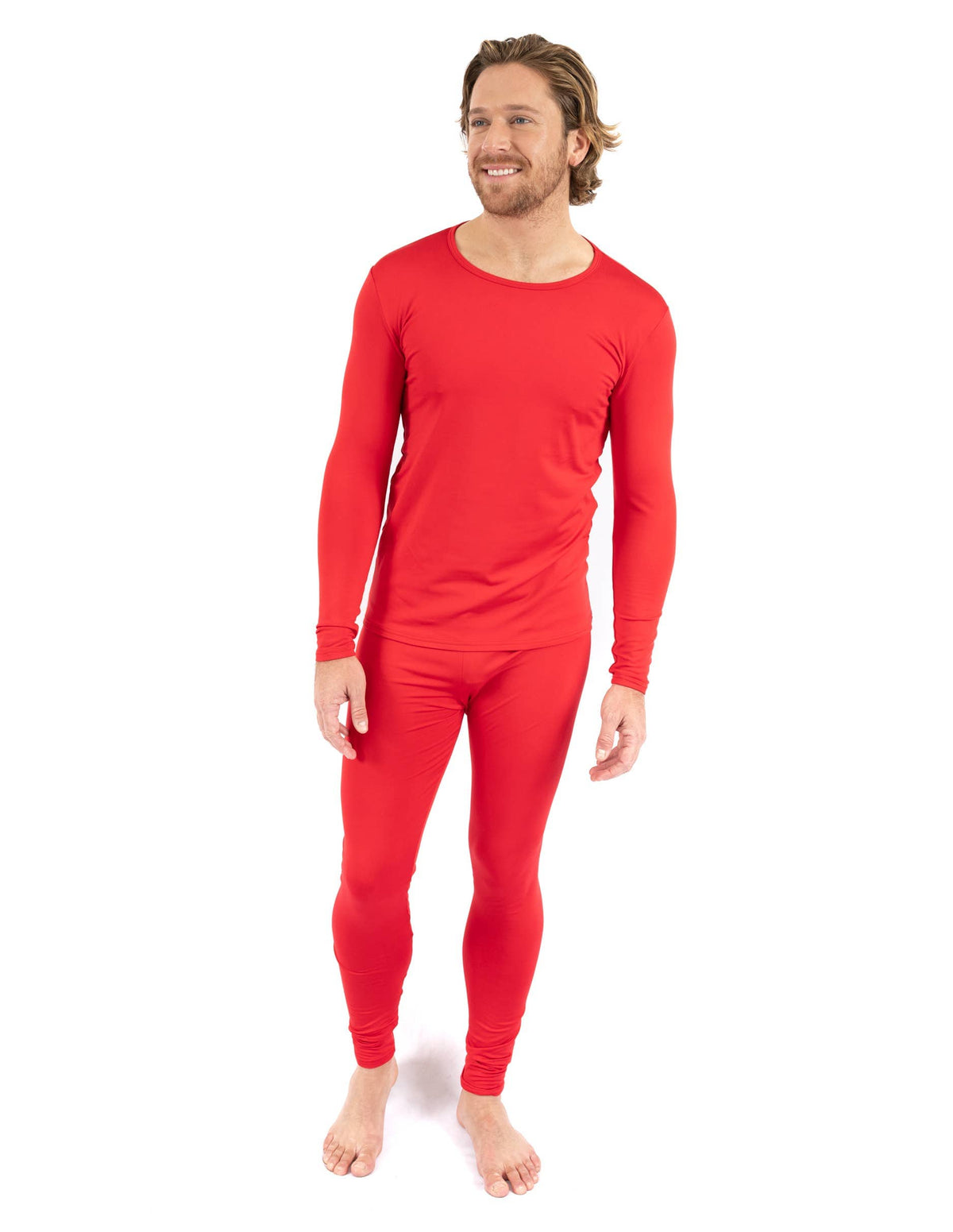 Men's Thermal Pajama Set in red – detail view