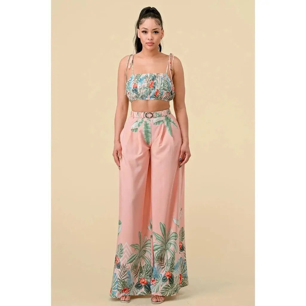 Pink floral wide-leg pant set - Epicplacess