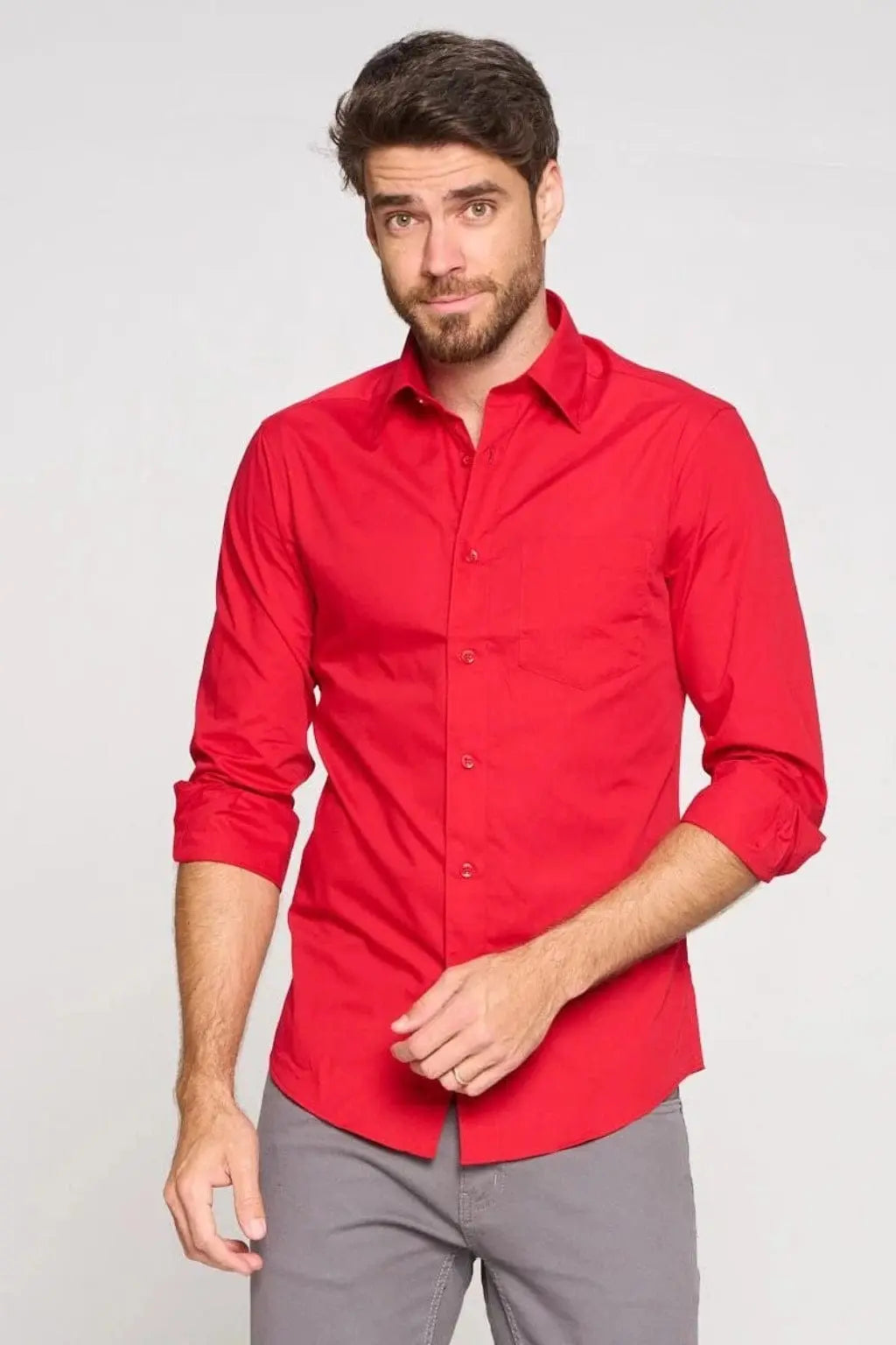 Red long-sleeve shirt front view - Epicplacess