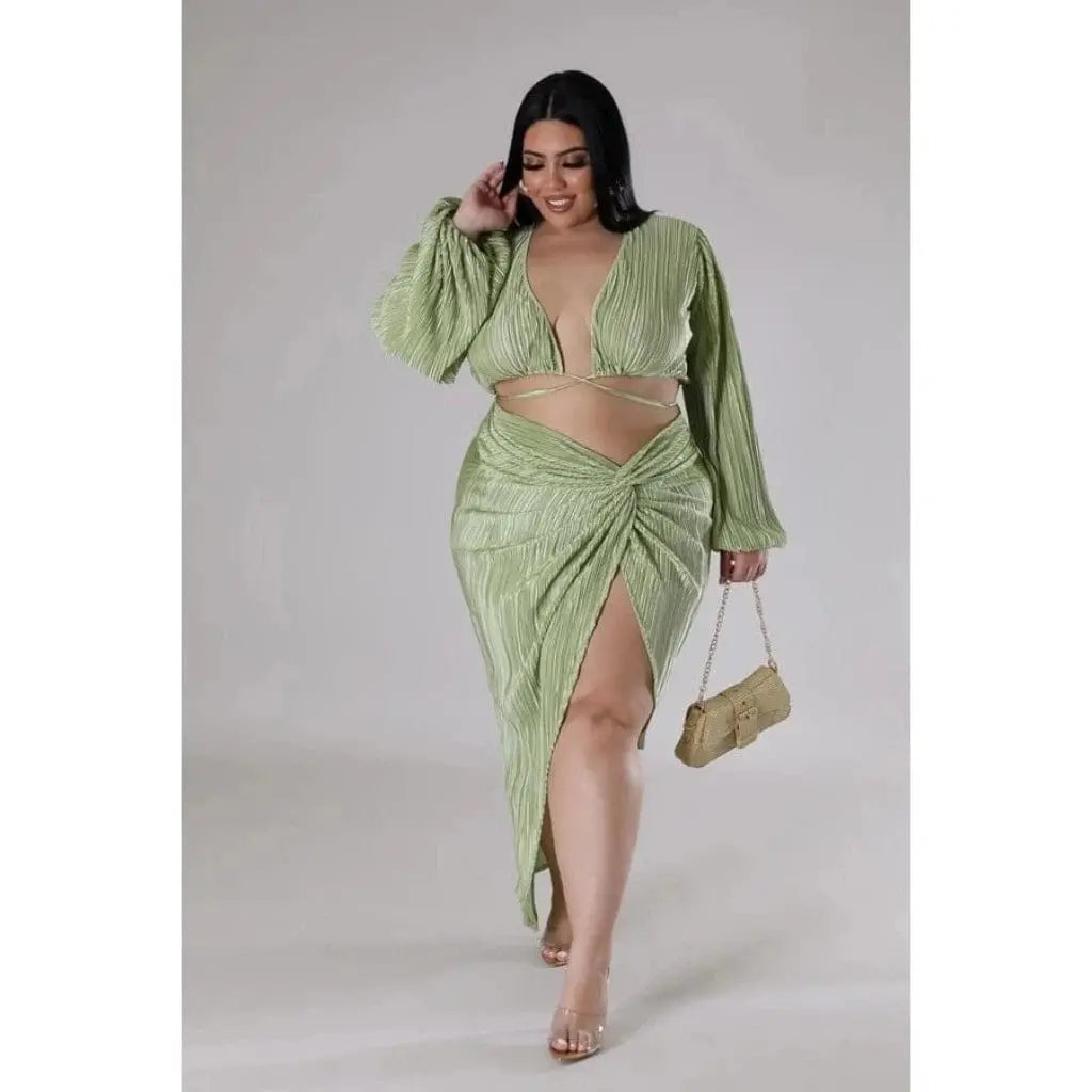 Yeah Night Out Bae green skirt set - Epicplacess