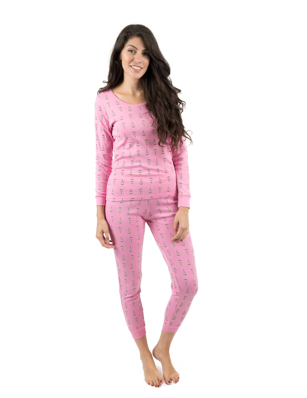 Women's multicolor ballerina print cotton pajama set – view 2