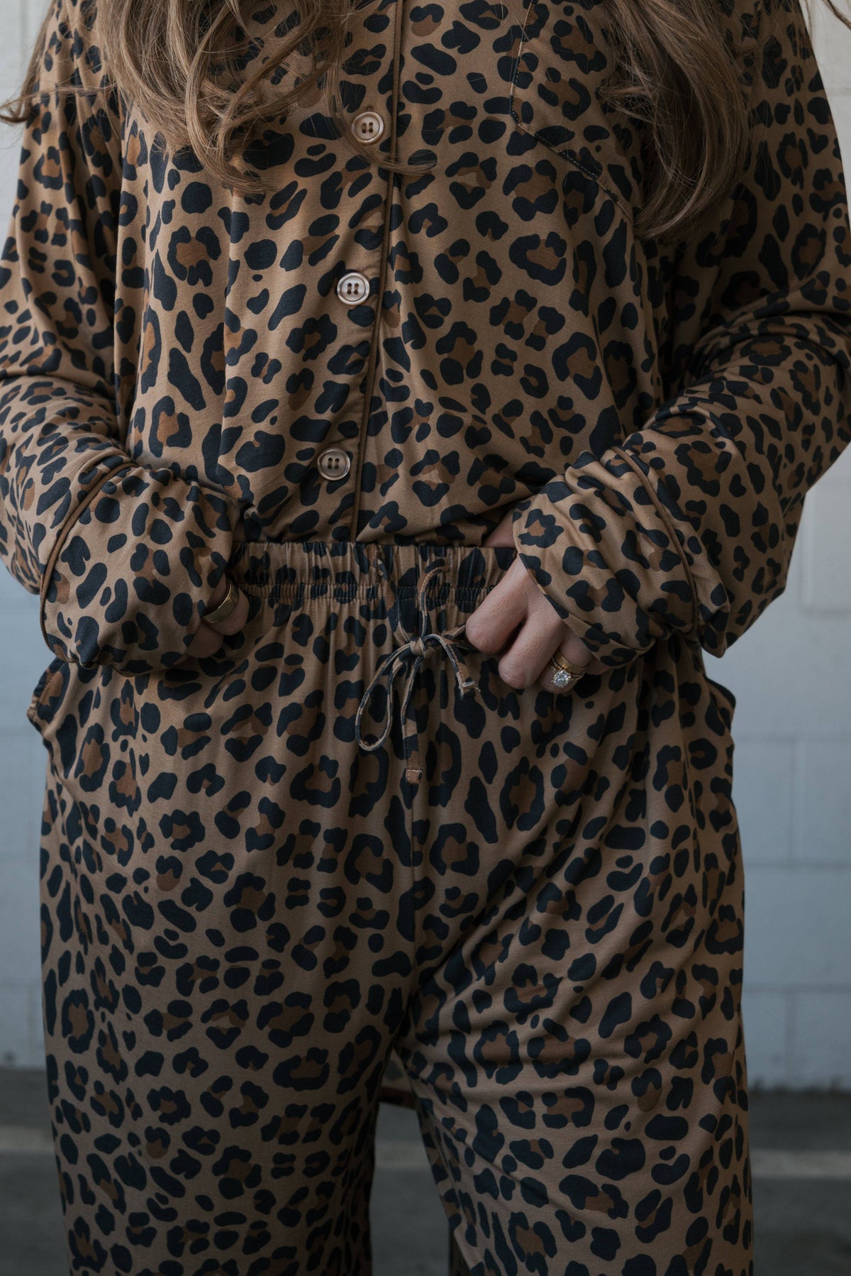 Women's leopard bamboo button-up pajama set – view 3