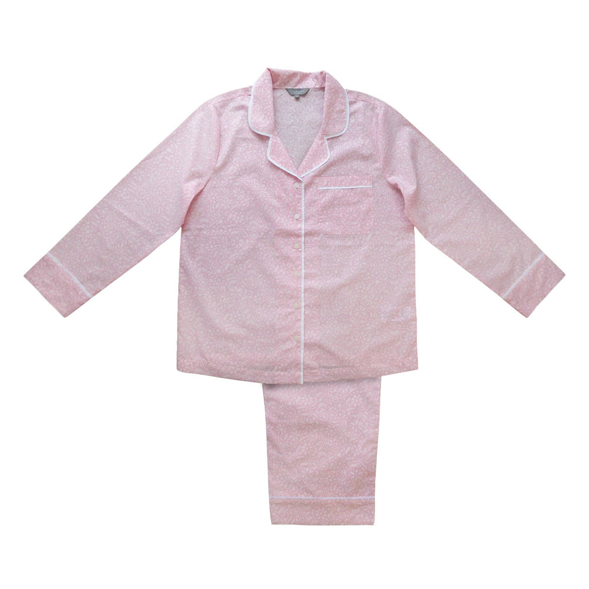 Women's pink marigold floral print cotton pajama set