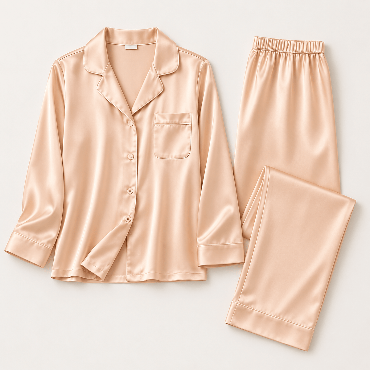 Women's silky satin-finish viscose button-up pajama set