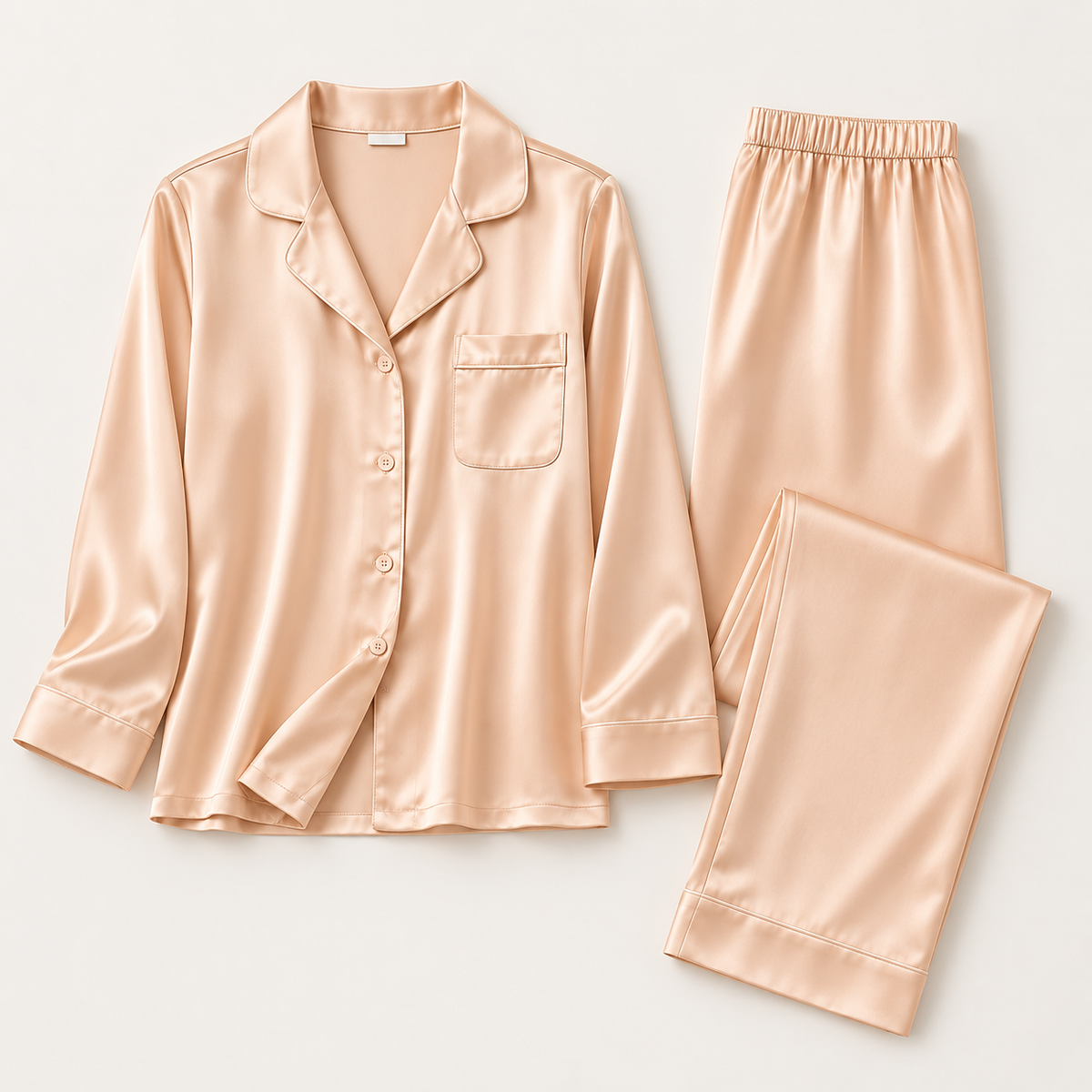 Women's silky satin-finish viscose button-up pajama set