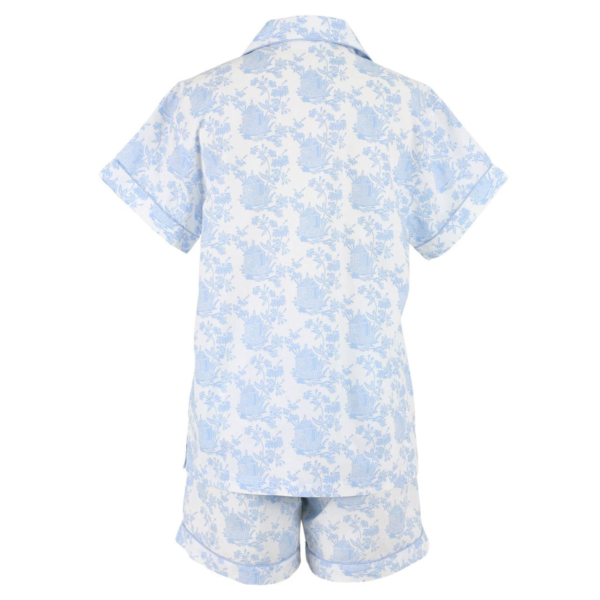 Women's blue print cotton shorty pajama set – view 2
