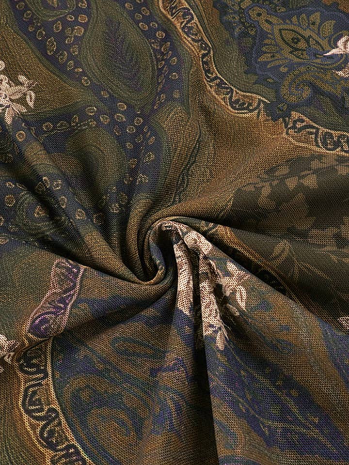 Women's Brown Floral Patterned Flowing Midi Skirt - view 4
