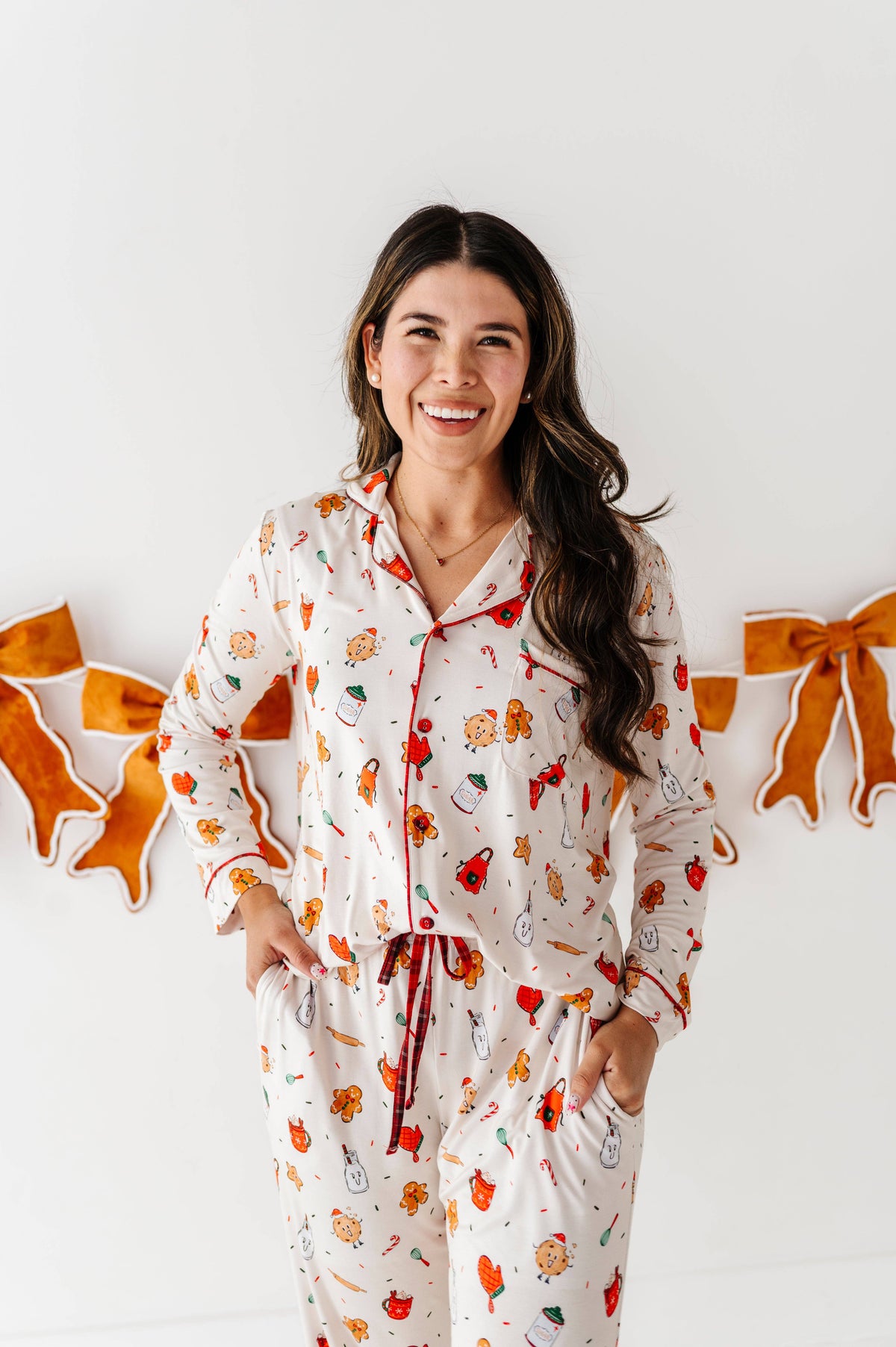 Women's cookie print bamboo button-down lounge pajama set