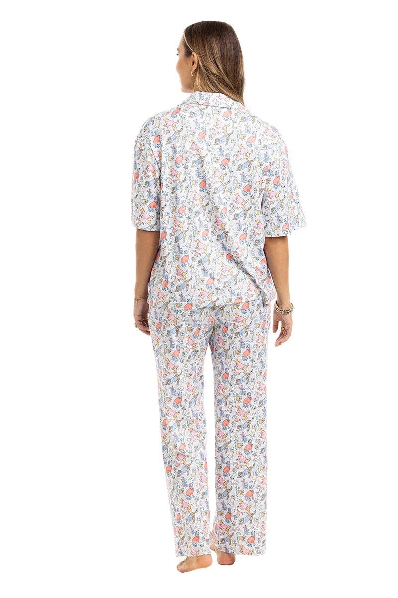 Women's light blue posh pets print matching pajama set – view 3