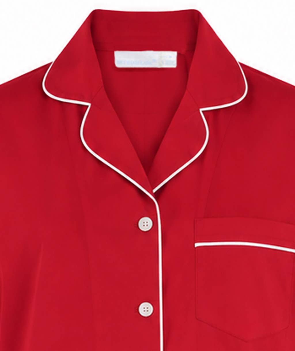 Women's red cotton flannel button-up pajama set – view 3