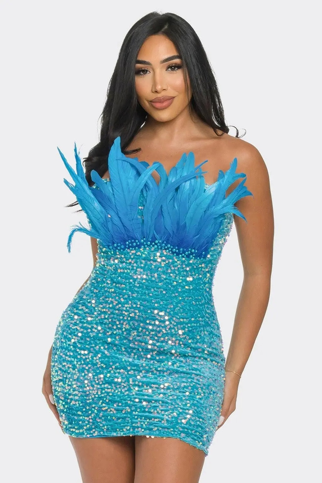 Sequin mini dress styled for New Year's Day