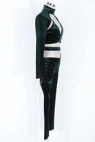 Women's Velvet Mock Neck Cutout Crop Top & Pants Set - photo 2