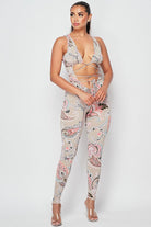 Women's Printed Sheer Mesh Bra Top & Leggings Set - photo 4