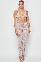 Women's Printed Sheer Mesh Bra Top & Leggings Set - photo 2