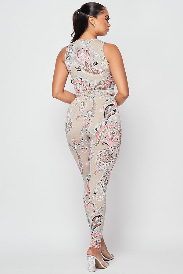 Women's Printed Sheer Mesh Bra Top & Leggings Set - photo 5