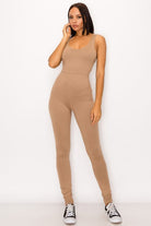 Women's Black Midnight Allure Cross Back Skinny Jumpsuit – detail view
