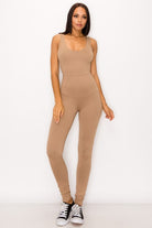 Women's Black Midnight Allure Cross Back Skinny Jumpsuit – full-length view