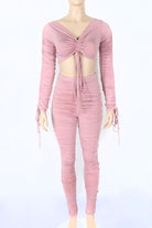 Women's Long Sleeve Crop Top & Leggings Activewear Set – Solid