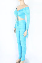 Women's Long Sleeve Crop Top & Leggings Activewear Set – Solid - photo 3